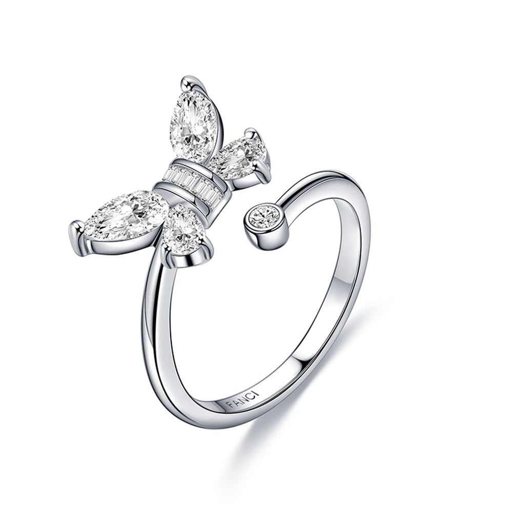 FANCIME "Azura" Butterfly Statement Sterling Silver Open Ring Main