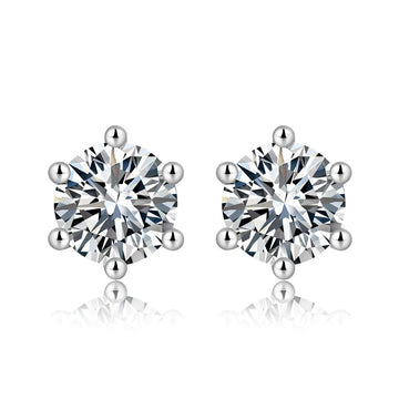 FANCIME Six Prong Moissanite Sterling Silver Studs Main