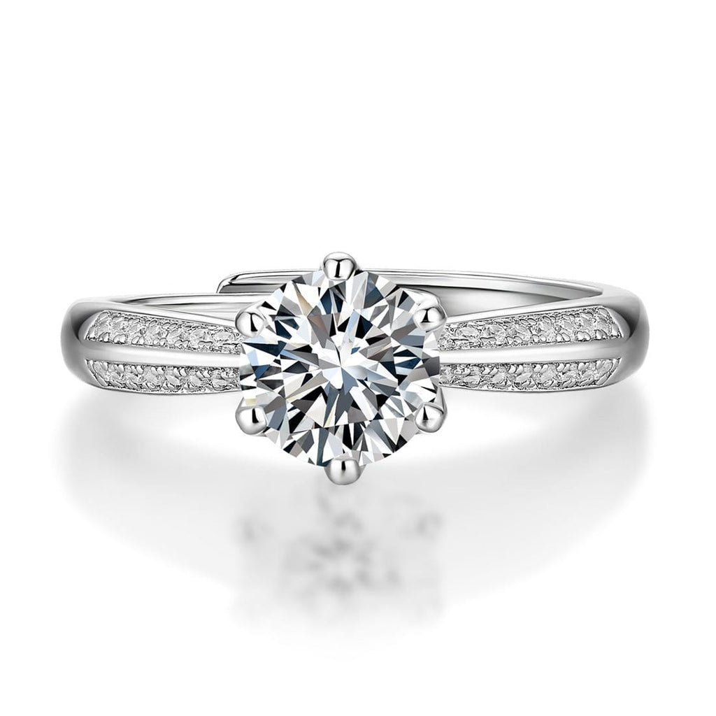 FANCIME Moissanite Flower Engagement 925 Sterling Silver Ring Main