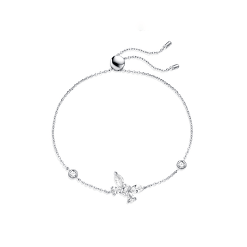 FANCIME "Crystal Delight" Butterfly Chain Sterling Silver  Bracelet White Main