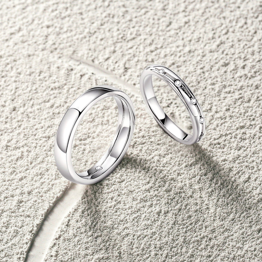 FANCIME "Time Flow" Wedding Bands Sterling Silver Rings Show