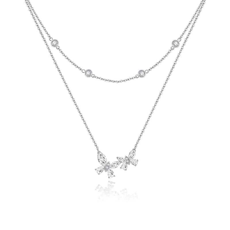 Fanci "Crystal Hope" Butterfly Double Sterling Silver Necklace Main