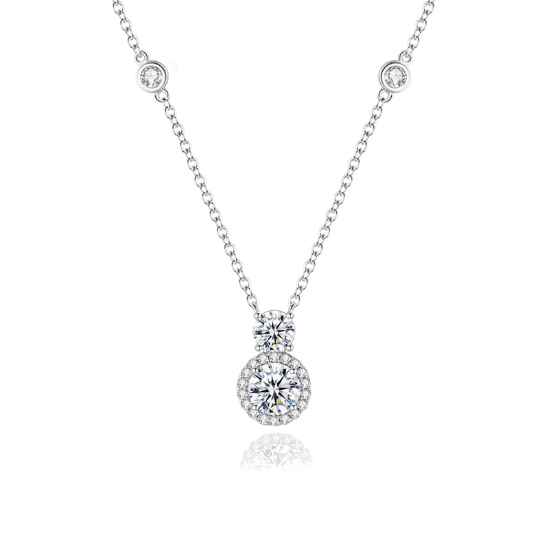 FANCIME "My Boo" Two Stones White CZ Sterling Silver Necklace Main