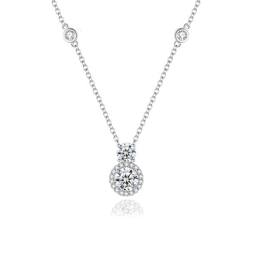 FANCIME "My Boo" Two Stones White CZ Sterling Silver Necklace Main