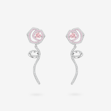 FANCI ME "Rose Amour" Sterling Silver Long Drop Earrings Pink Main