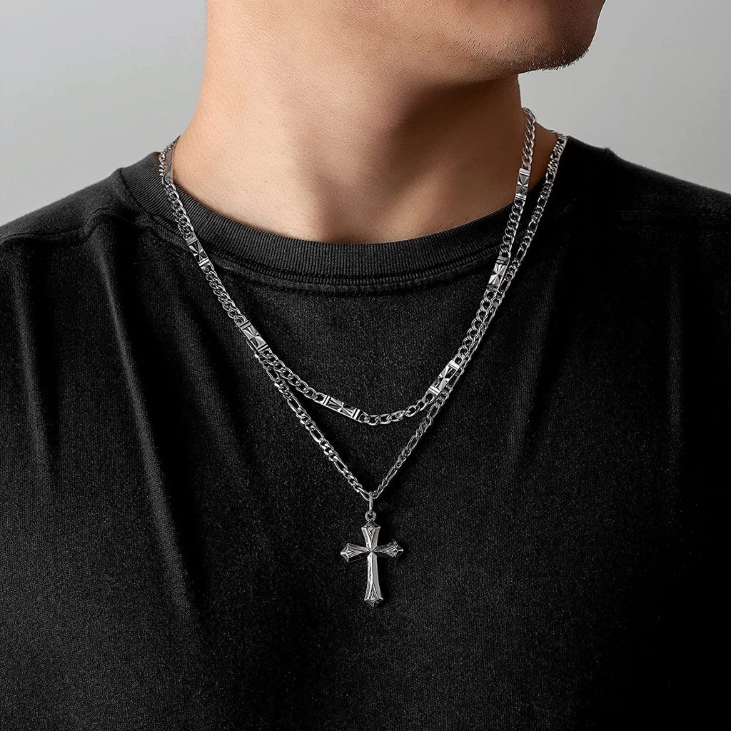 FANCIME Edgy Gothic Cross Sterling Silver Necklace Show