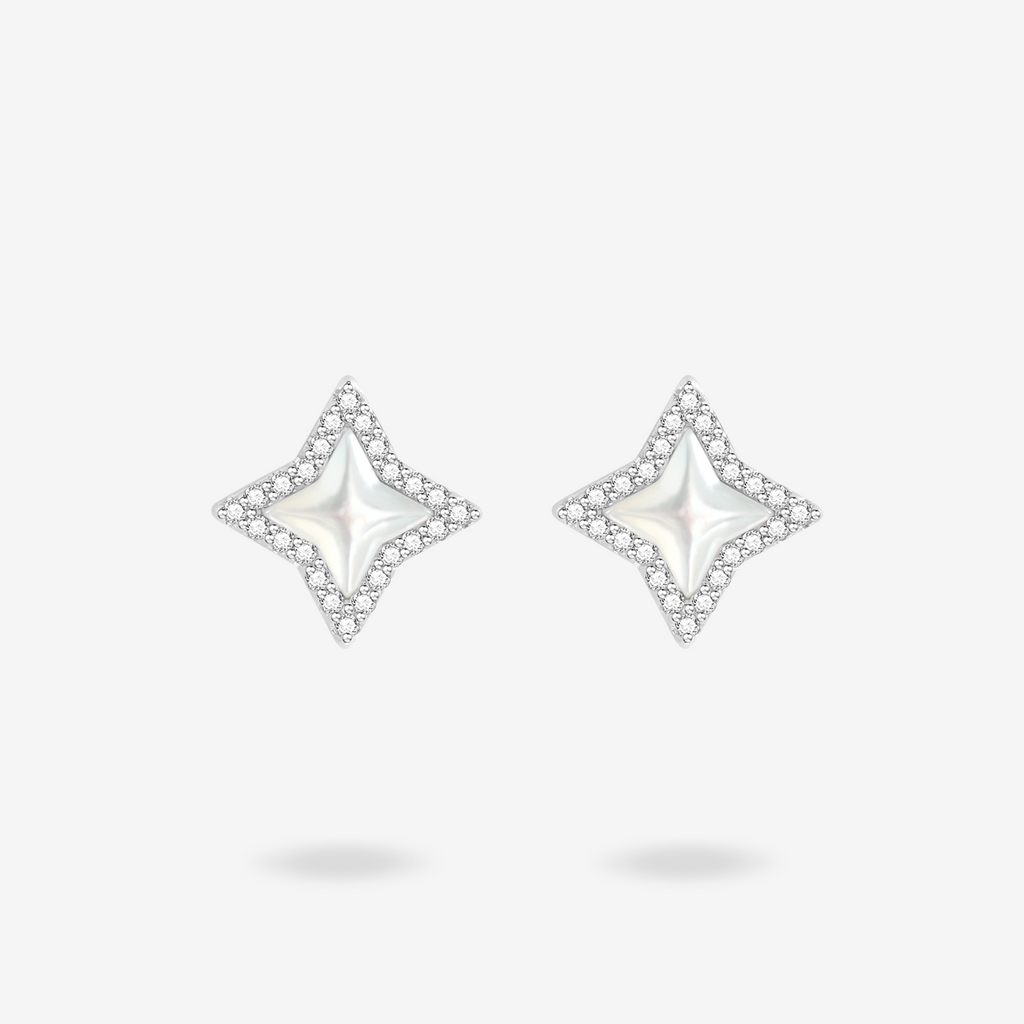 FANCI ME "Starlit Melody" Sterling Silver White Pearl Earrings Main