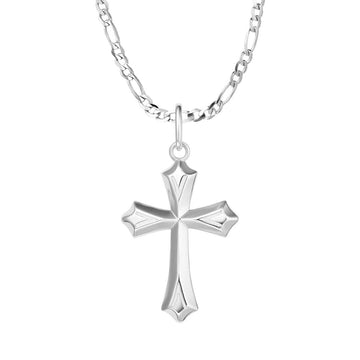 FANCIME Edgy Gothic Cross Sterling Silver Necklace Main