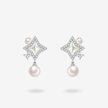 FANCI ME "Starlit Melody" Sterling Silver Pearl Drop Earrings Main